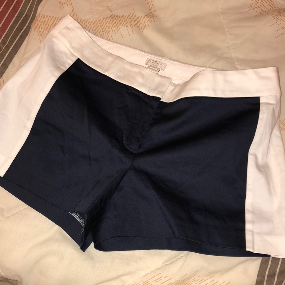 J. Crew Color Block Navy and White Chino Shorts